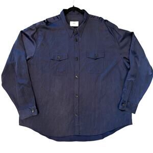 NWT AMI Paris Blue Night Silky Wool-Blend Buttoned Overshirt Men's Size XXL